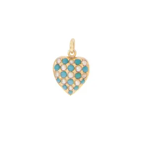 Victorian Turquoise and Pearl Heart Pendant