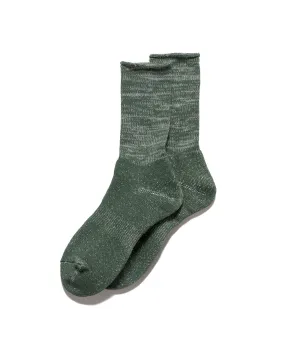 Washi Pile Crew Socks Dark Green