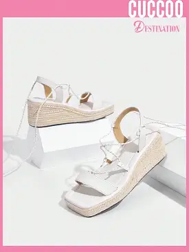 Woman Shoes Fashionable Platform Espadrille Sandals With Strappy Tie For Spring And Summer