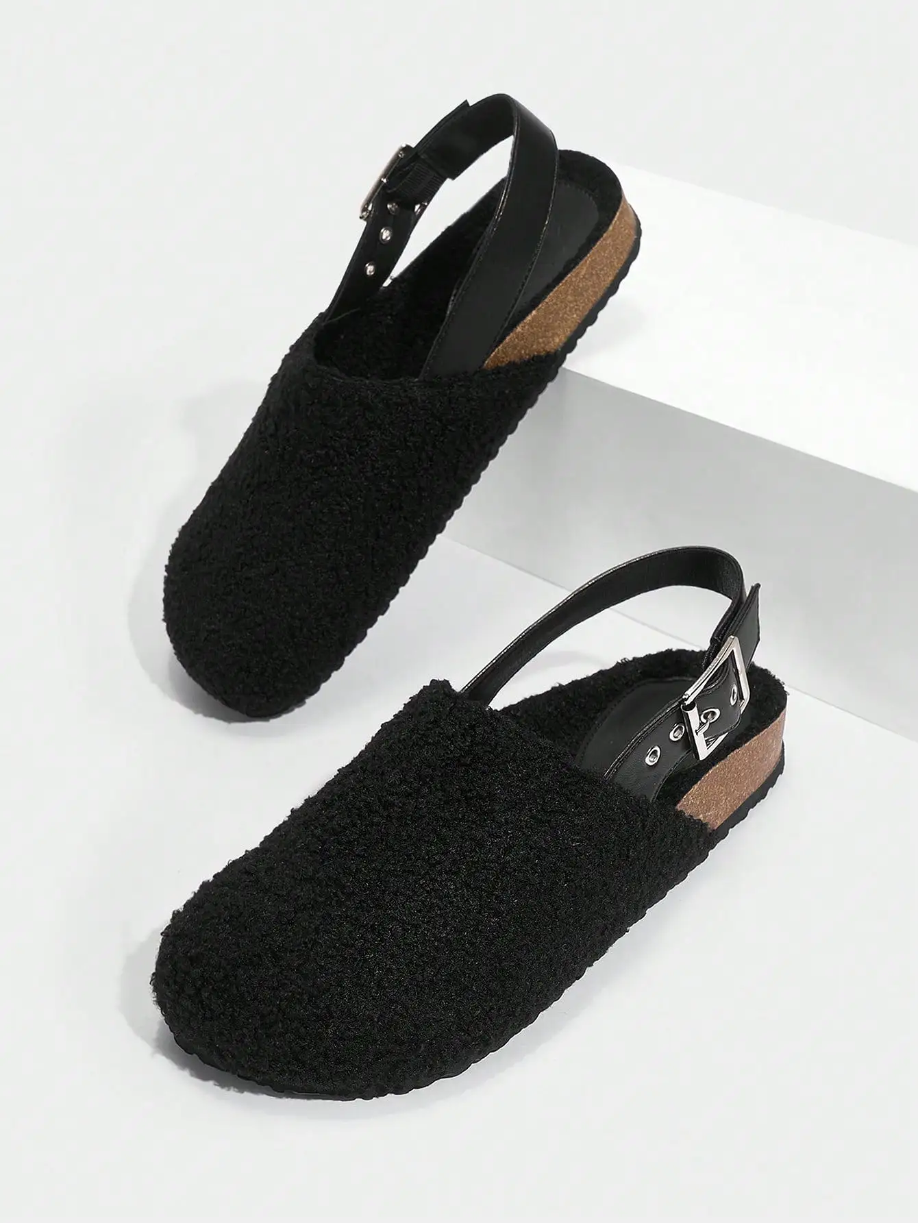 Woman Shoes Solid Outdoor Casual Black Versatile Furry Flat Shoes